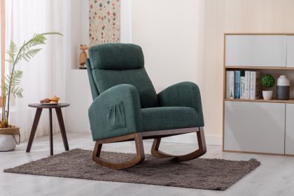 COOLMORE Rocking Chair, Modern Glider Chair, Recliner Armchair with Wood Legs and Side Pocket