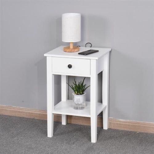 White Bathroom Floor-standing Storage Table with a Drawer White Bathroom Floor-standing Storage Table with a Drawer