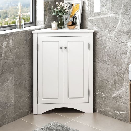 Triangle Bathroom Storage Cabinet with Adjustable Shelves, Freestanding Floor Cabinet for Home Kitchen Triangle Bathroom Storage Cabinet with Adjustable Shelves, Freestanding Floor Cabinet for Home Kitchen
