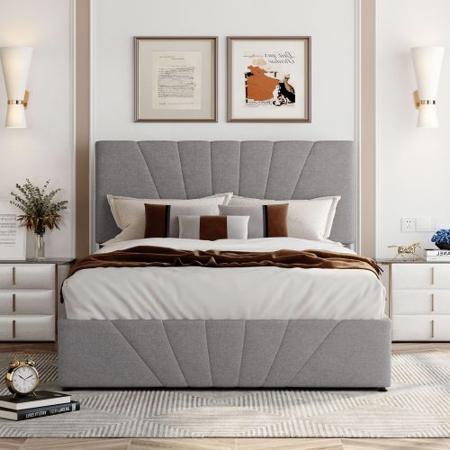 Full size Upholstered Platform bed with a Hydraulic Storage System Full size Upholstered Platform bed with a Hydraulic Storage System