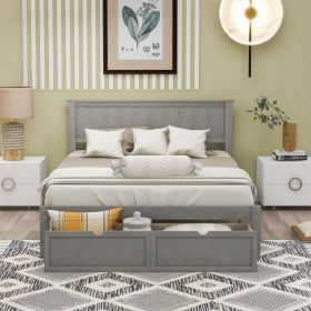 Full Size Platform Bed with Under-bed Drawers (Color: Gray)
