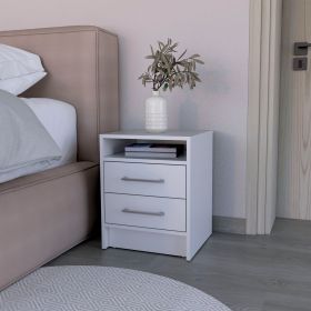 Nightstand Chase: Compact Storage with Shelf & Drawers (Color: White)