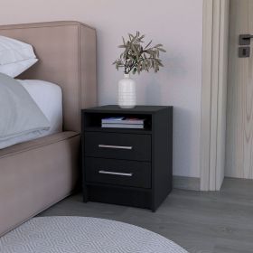 Nightstand Chase: Compact Storage with Shelf & Drawers (Color: Black)